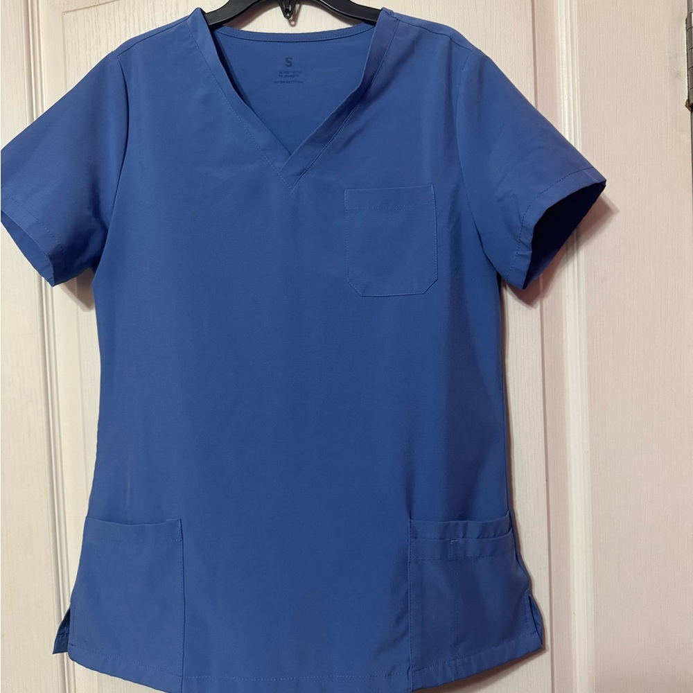 Blue V-Neck Women's Medical Scrub Top